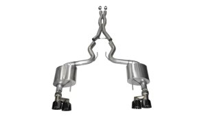 Ford Mustang Performance Exhaust - CORSA Performance - Cat Back, Dual Rear Exit, Twin Black Quad Tips, Xtreme - Black - `15-`17